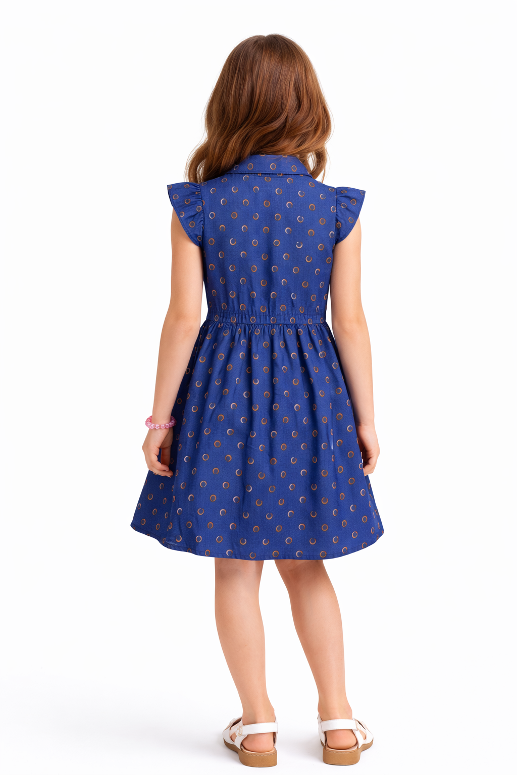 Girls Indigo Blue Printed Cotton Dress (2–12 Years) | Soft Casual Party Wear | MH AE