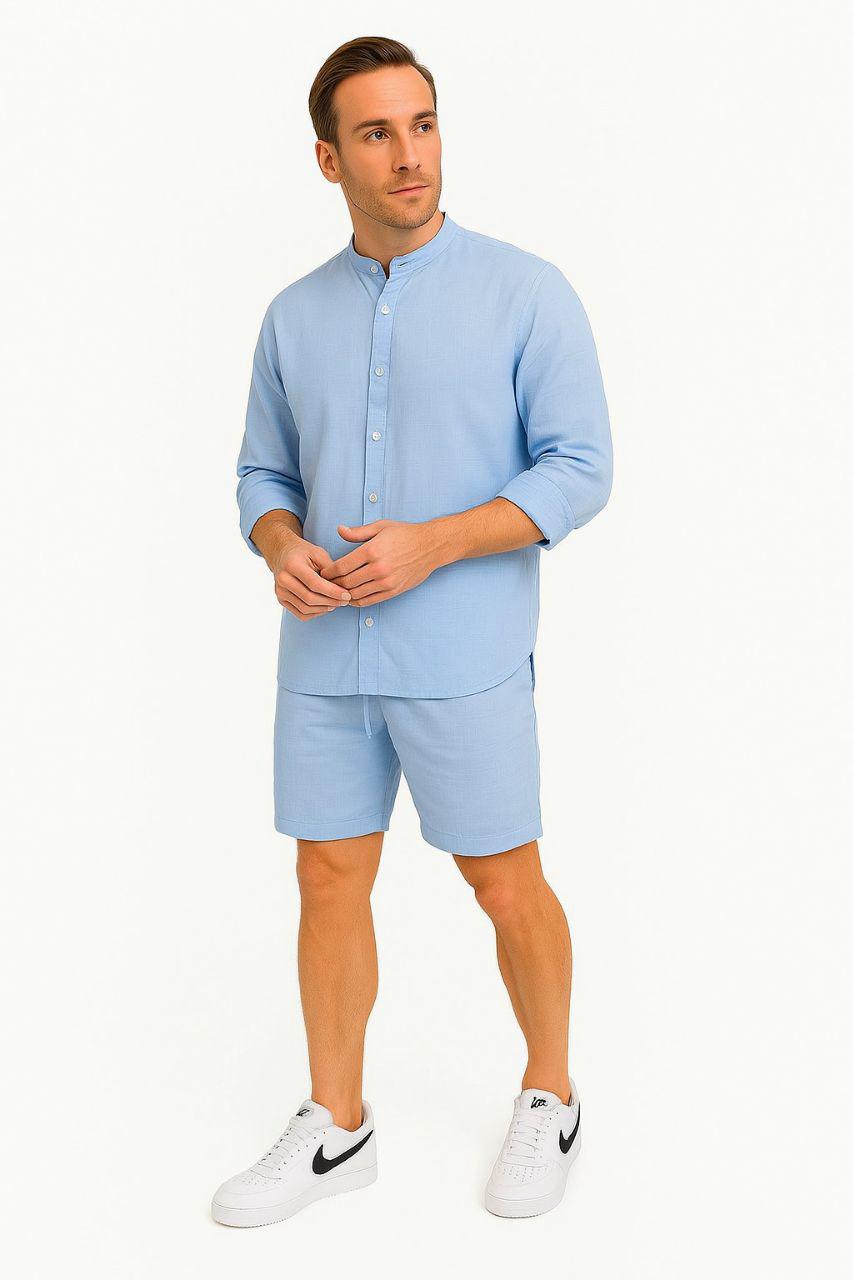 Men’s Rich Linen Old Money Formal Shirt Short Sets | MH