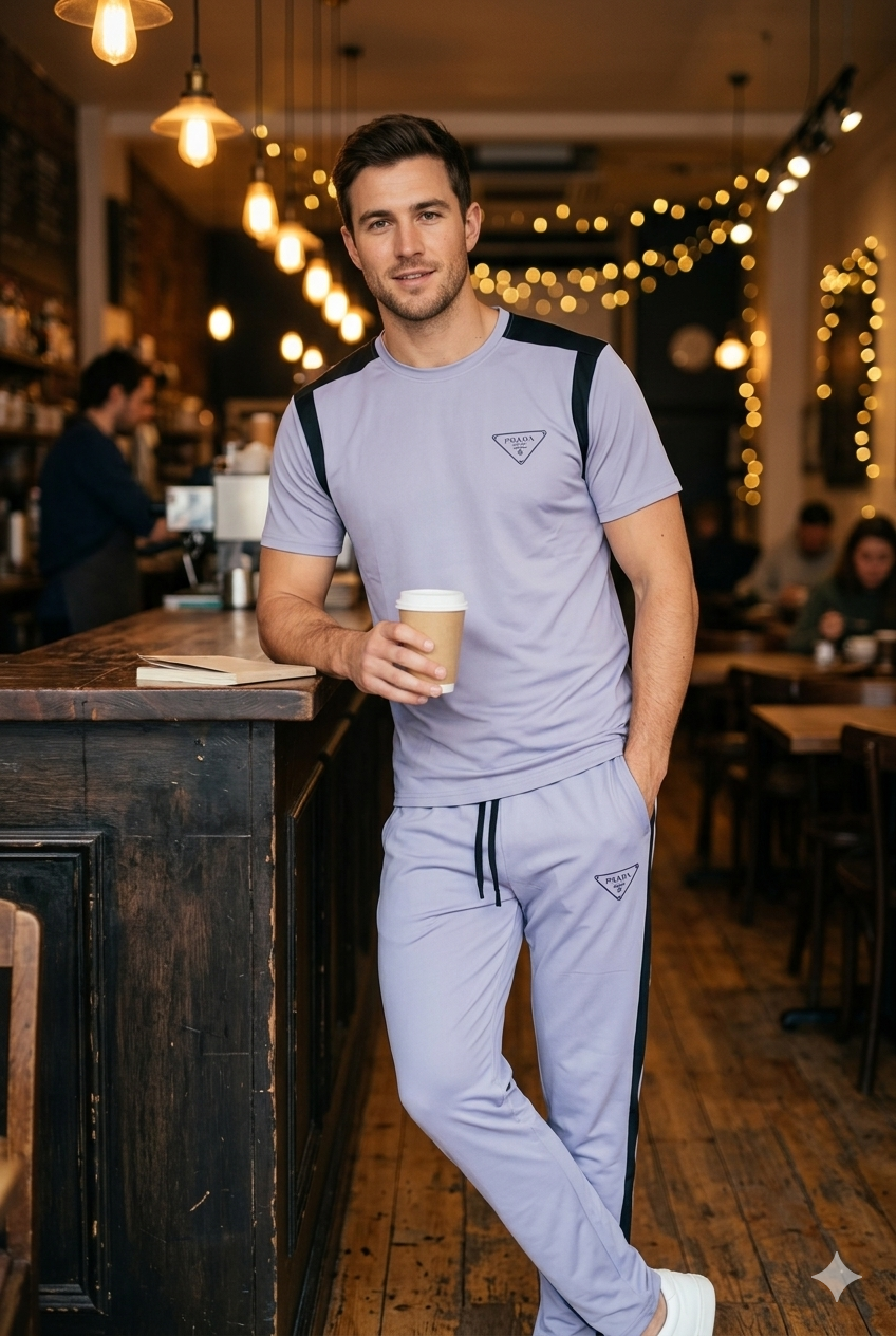 Men’s Oversized Multi-Color Casual Tracksuit Set Contrast Tee + Joggers | Sizes M-XXL | MH