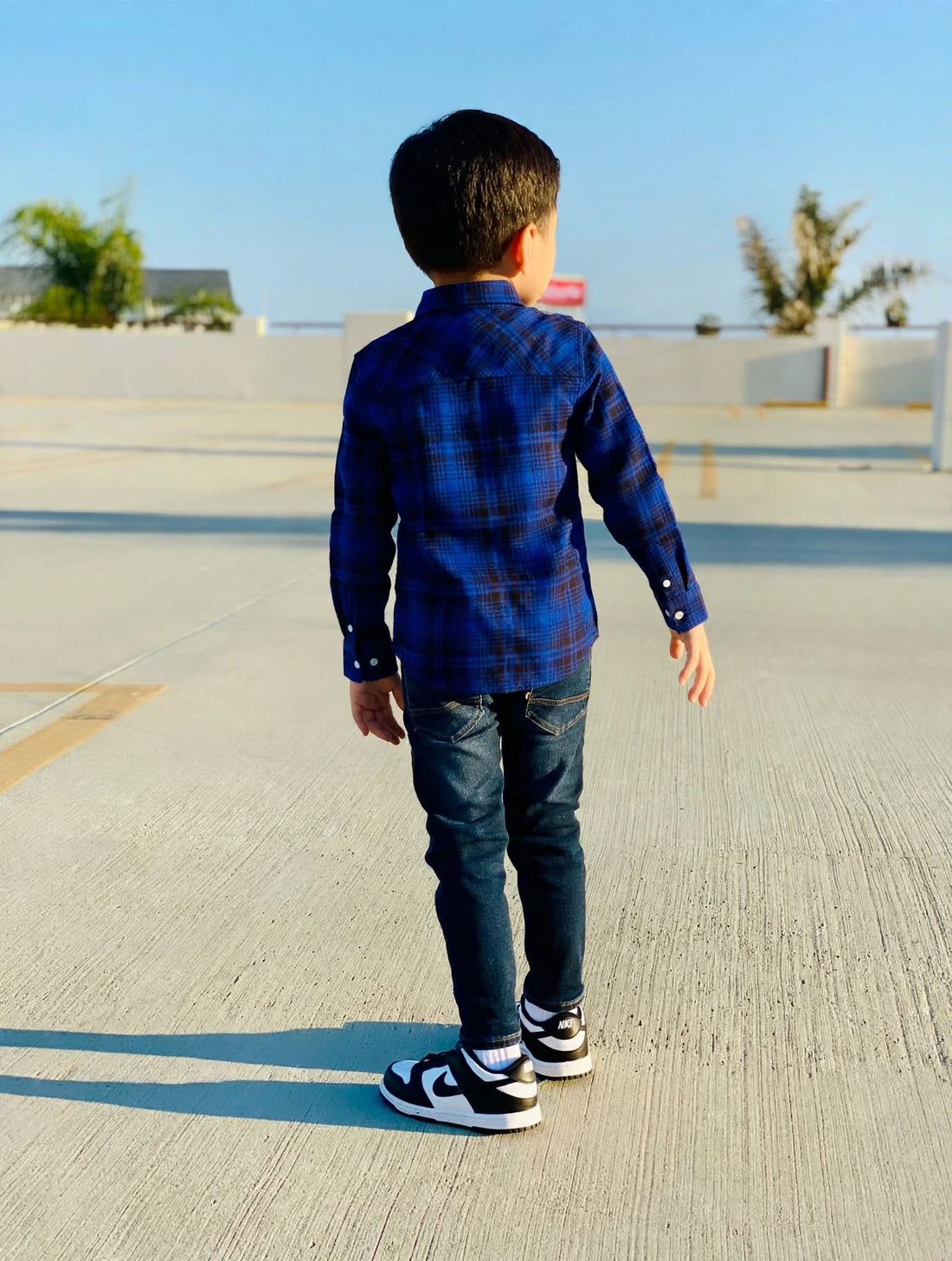 Boys Blue & Black Plaid Cotton Button-Up Shirt | Smart Casual Kids Shirt (3-14Years)