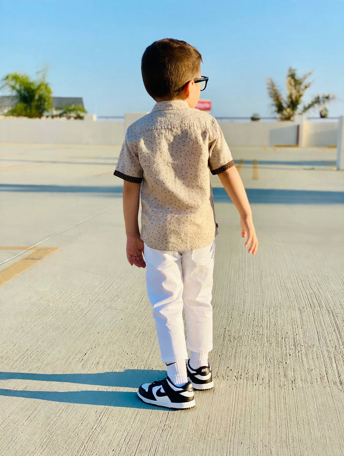 Kid Boys Contrast Trim Printed Short-Sleeve Shirt | MH Size (2-12Years)