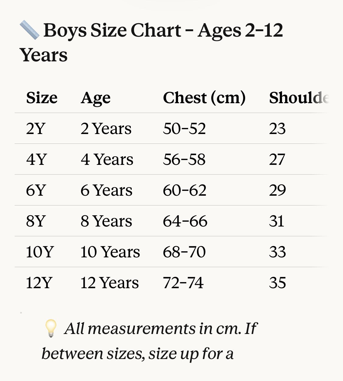 Size Chart
