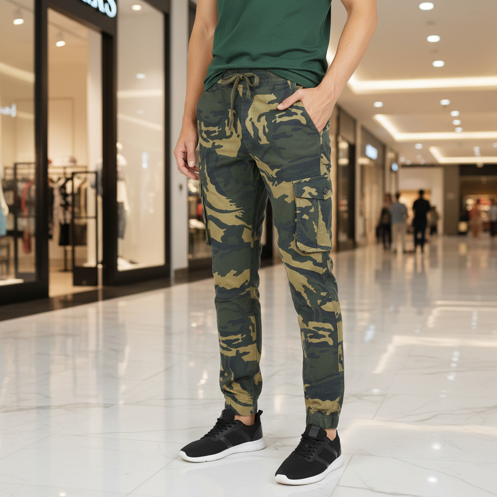 Men's Military Print Harmonium Cargo Rugged 4/6-Pocket Joggers – Heavy Duty Camo Pant (Sizes 30-38) I MH