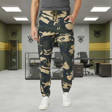 Men's Military Print Harmonium Cargo Rugged 4/6-Pocket Joggers – Heavy Duty Camo Pant (Sizes 30-38) I MH