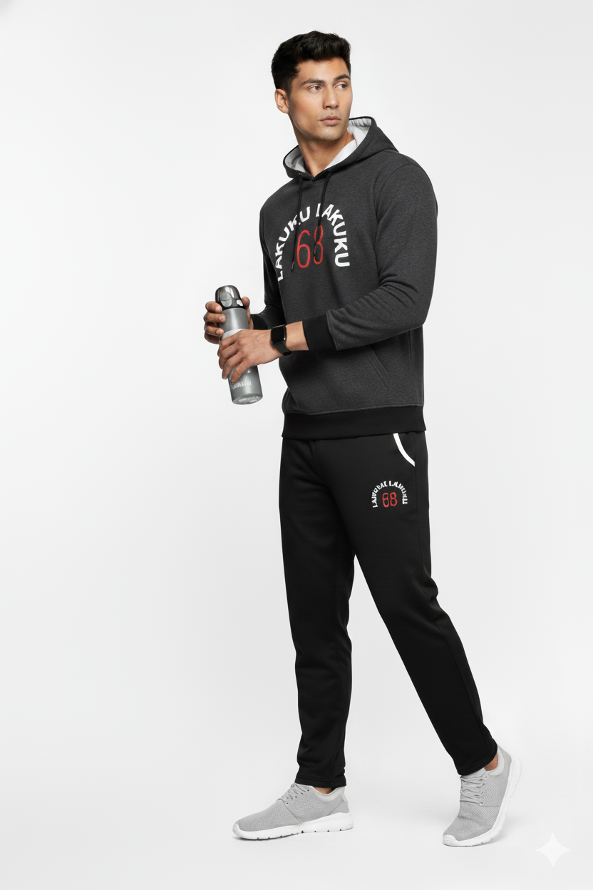 Men’s Embroidered Premium Hoodie & Jogger Tracksuit Set | Black & White More Color | Ages 17–24 Years | MH
