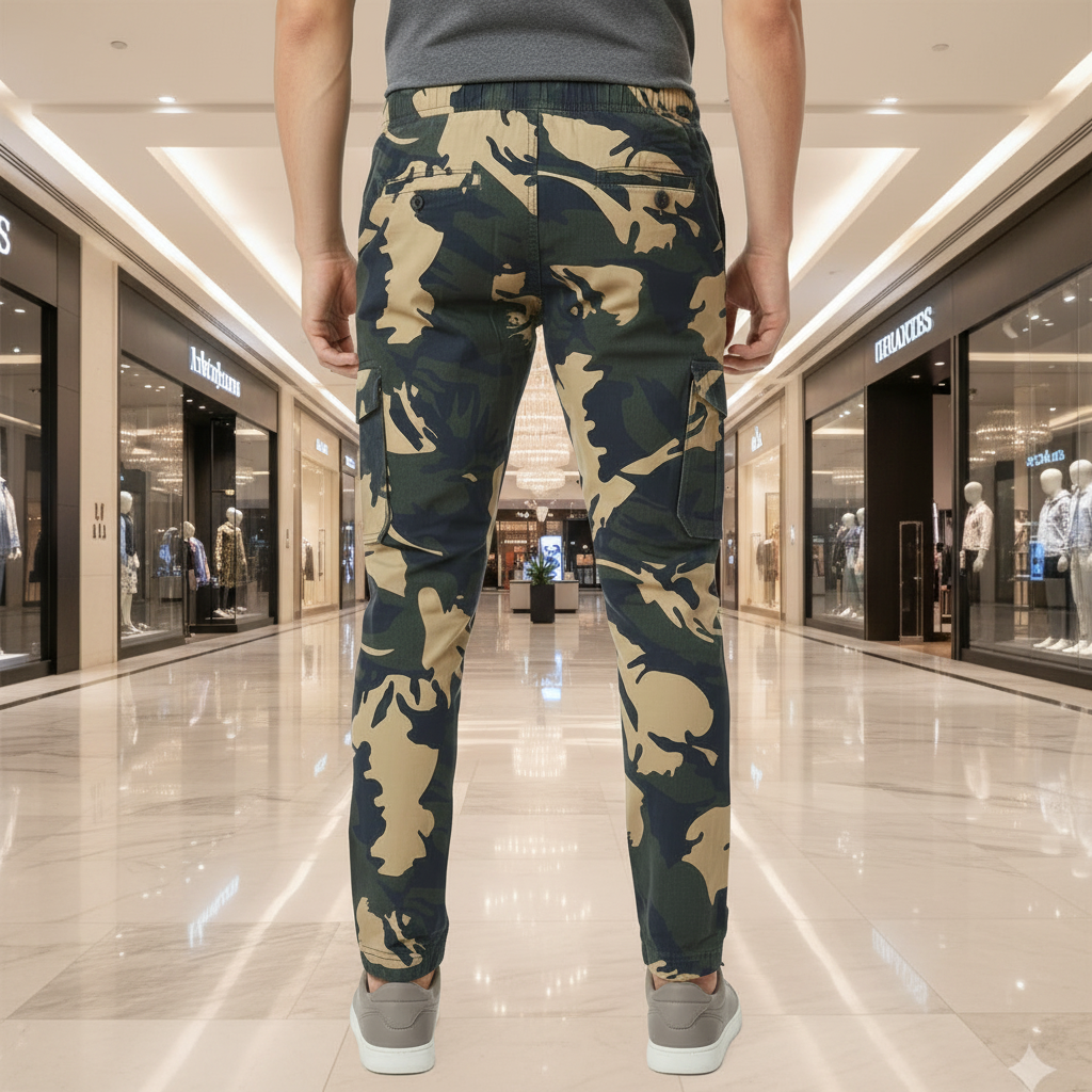 Men's Military Print Harmonium Cargo Rugged 4/6-Pocket Joggers – Heavy Duty Camo Pant (Sizes 30-38) I MH