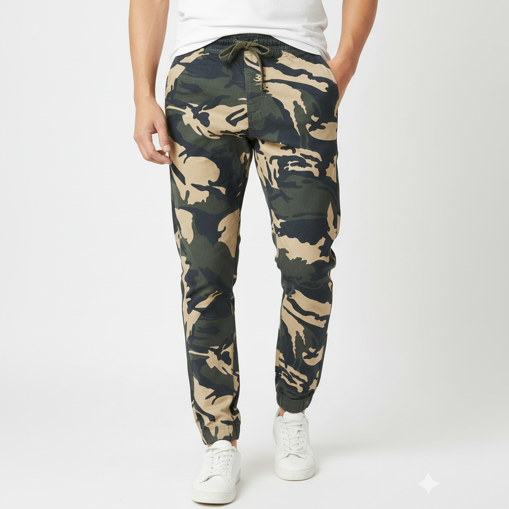 Men’s Rugged Army Print 4-Pocket Joggers – Heavy Duty Camo Pant (Sizes 30-38) I MH