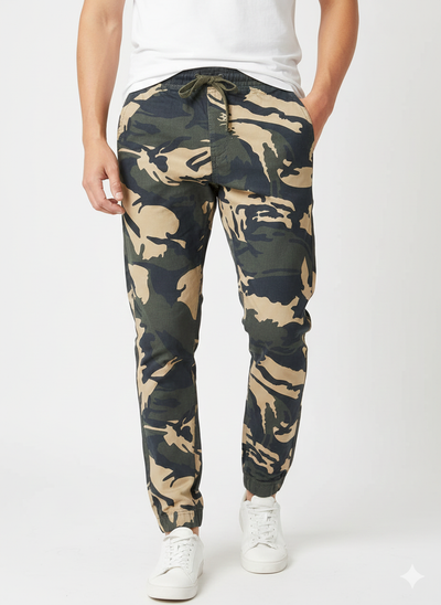 Men’s Rugged Army Print 4-Pocket Joggers – Heavy Duty Camo Pant (Sizes 30-38) I MH