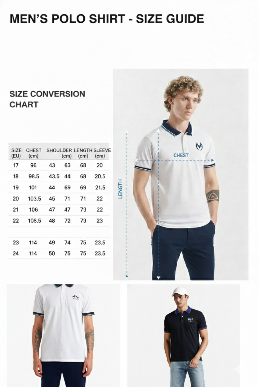 Navy Polo Shirt with Contrast Collar & Logo Detailing'