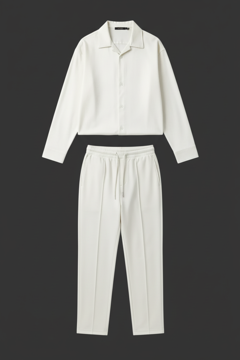 Men’s Oversized Velvet Comfort Co-Ord Set – Premium Off-White Lounge Set (M-XXL) | MH