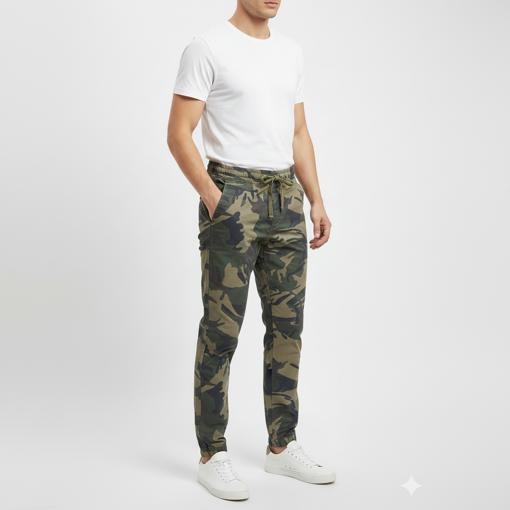 Men’s Rugged Army Print 4-Pocket Joggers – Heavy Duty Camo Pant (Sizes 30-38) I MH