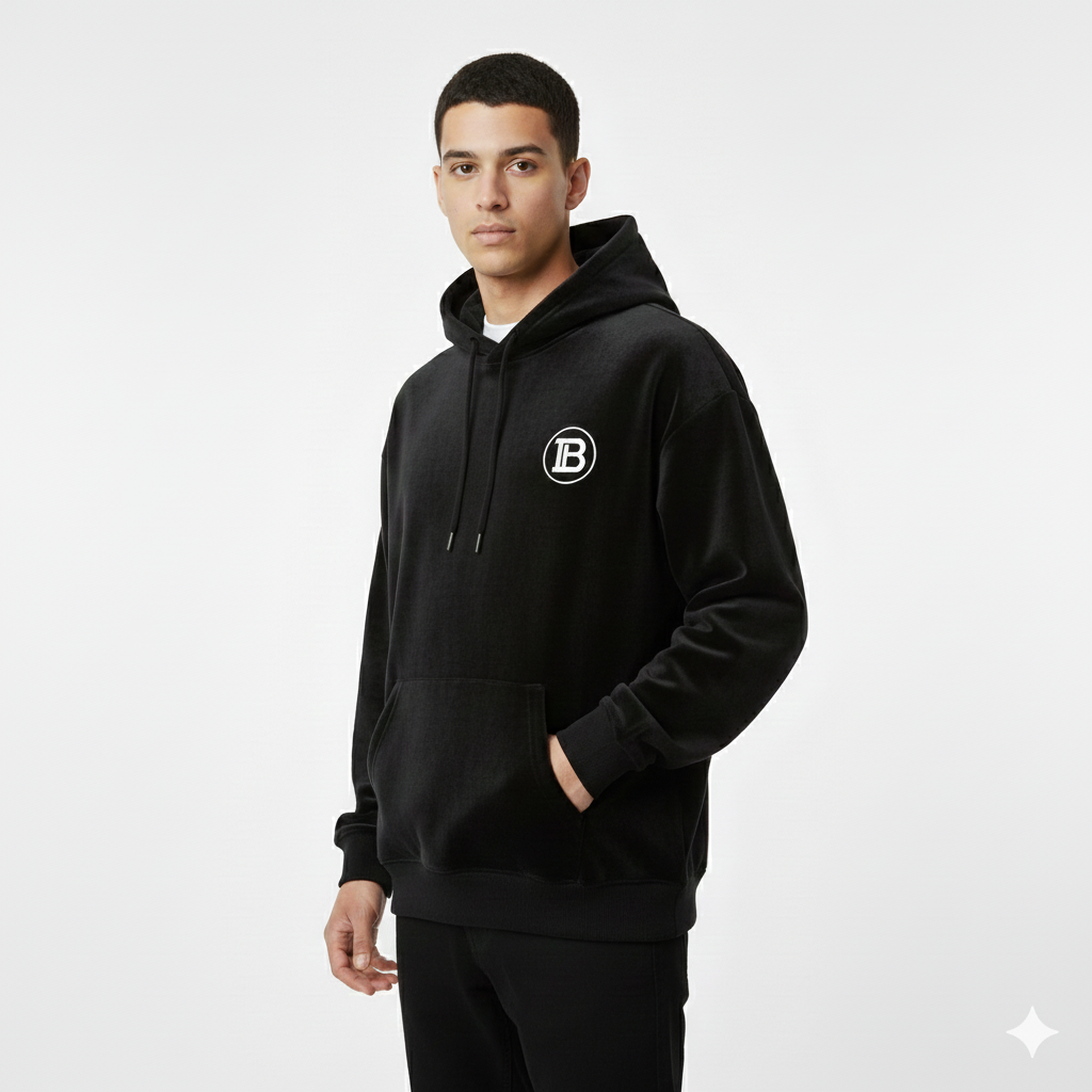 Minimal Essential Pullover Velvet Hoodie