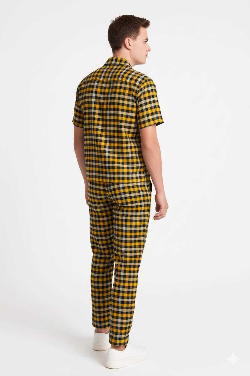 Men's Red, Black, and White Checkered Loungewear Set ./ MH