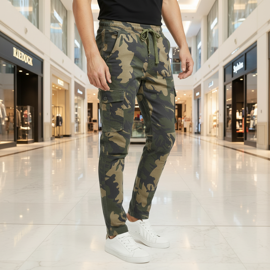 Men's Military Print Harmonium Cargo Rugged 4/6-Pocket Joggers – Heavy Duty Camo Pant (Sizes 30-38) I MH