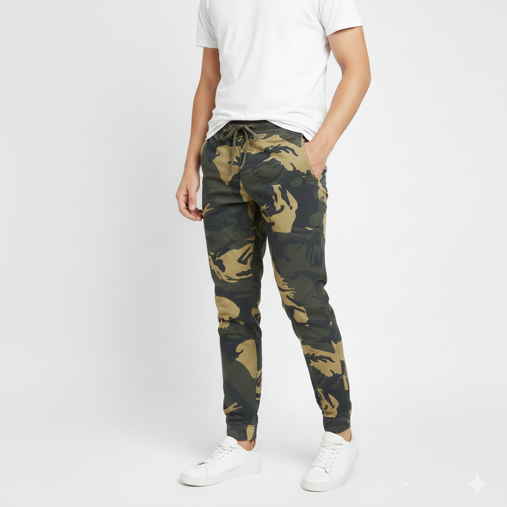 Men’s Rugged Army Print 4-Pocket Joggers – Heavy Duty Camo Pant (Sizes 30-38) I MH
