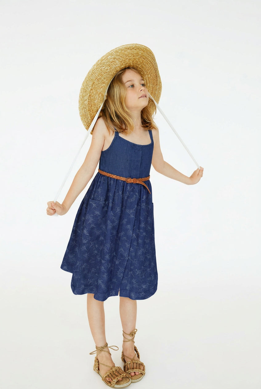 Girls Waist Belt Blue Denim Tunic (2–12 Years) MH