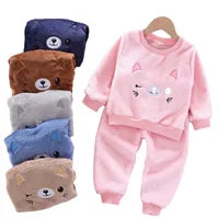 winter Baby Boy Girl Thicken Pajamas Set Flannel Fleece Toddler Child.
