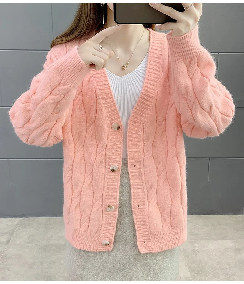 Women's Knitted Cardigan Sweater Loose Fashion .