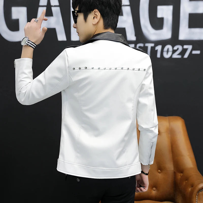 New design Motorcycle Bomber Leather belt Jacket Men.