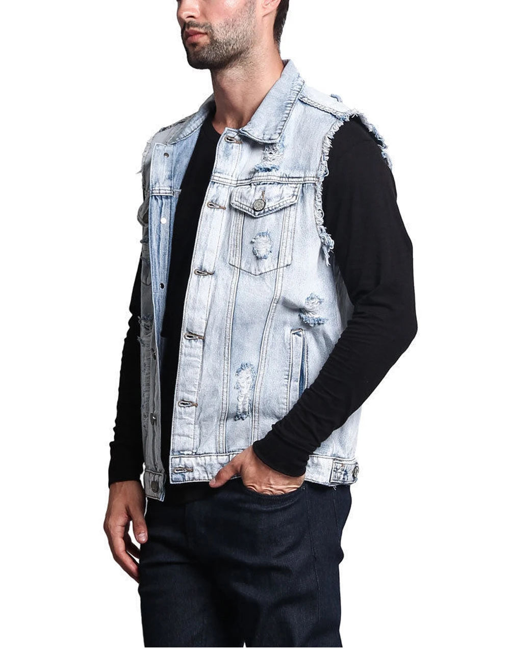 DIMUSI Summer Autumn Vintage Men's Denim Vest Male Design.