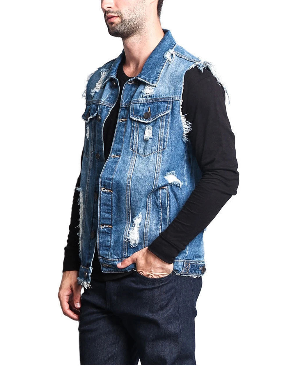 DIMUSI Summer Autumn Vintage Men's Denim Vest Male Design.
