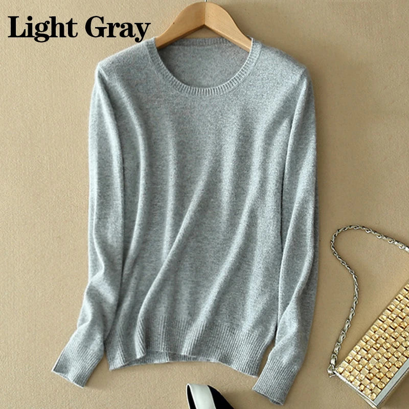 Soft Cashmere Sweaters Long Sleeve Pullovers For Women Autumn.