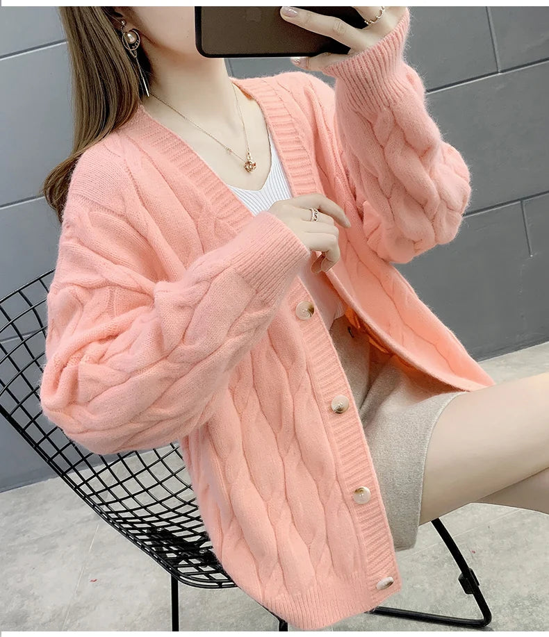 Women's Knitted Cardigan Sweater Loose Fashion .