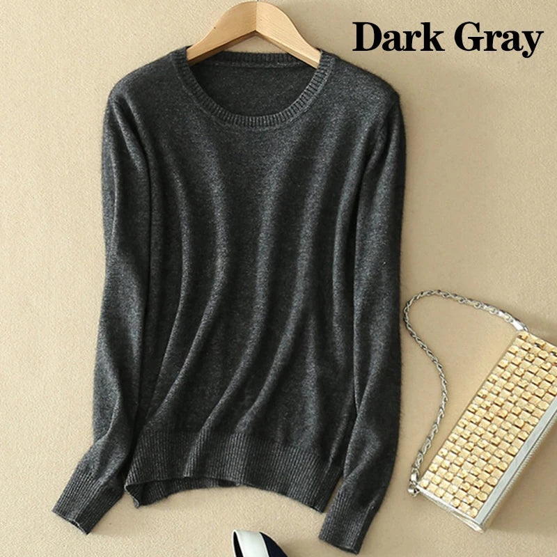 Soft Cashmere Sweaters Long Sleeve Pullovers For Women Autumn.