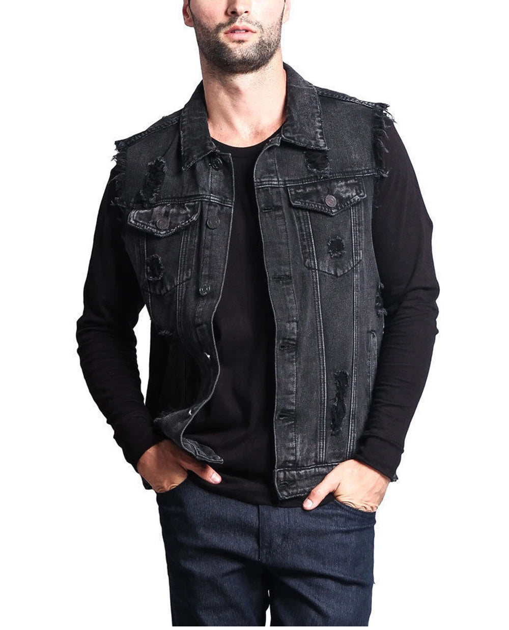 DIMUSI Summer Autumn Vintage Men's Denim Vest Male Design.