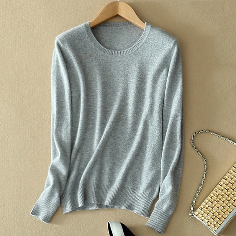 Soft Cashmere Sweaters Long Sleeve Pullovers For Women Autumn.
