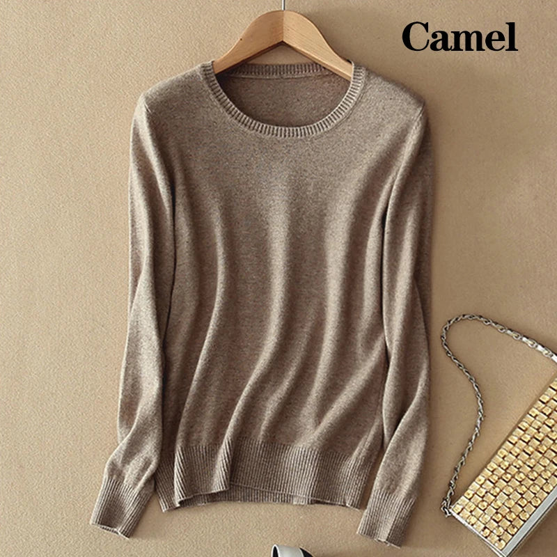 Soft Cashmere Sweaters Long Sleeve Pullovers For Women Autumn.