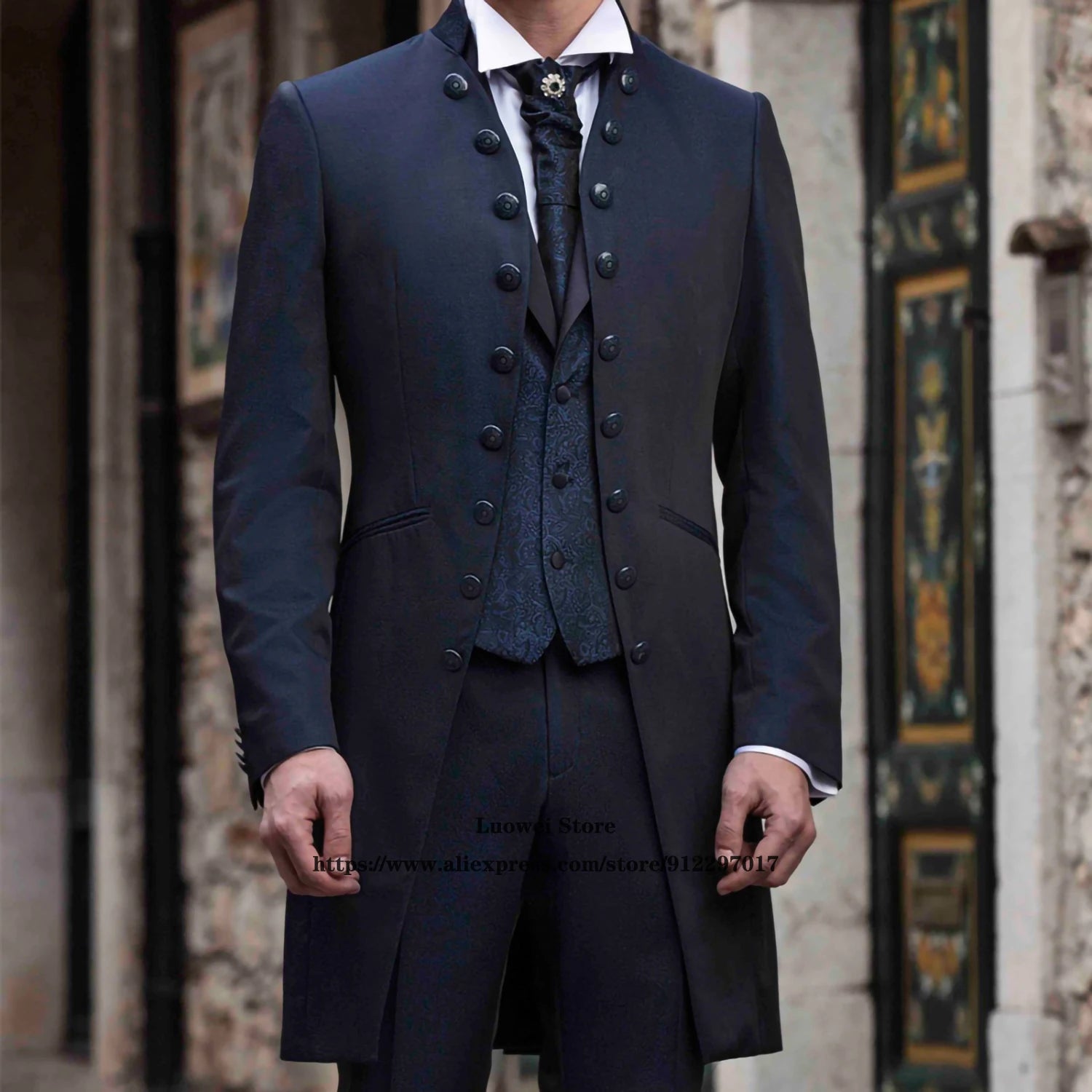 Double Breasted Blazer Formal Business 3 Piece Sets Wedding Groom .