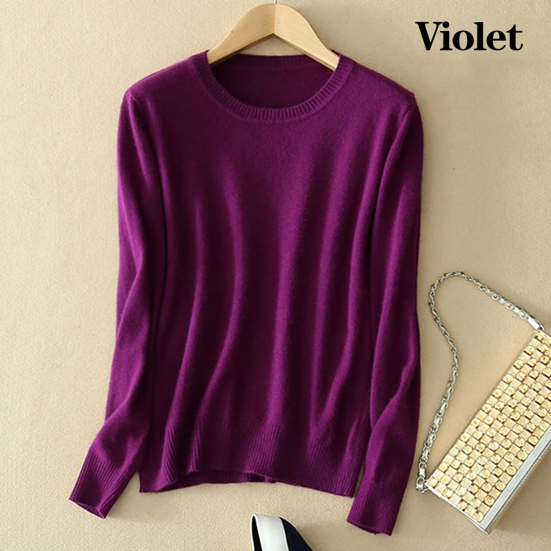Soft Cashmere Sweaters Long Sleeve Pullovers For Women Autumn.