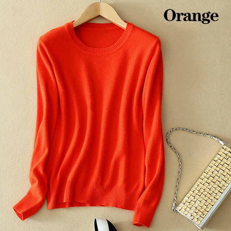 Soft Cashmere Sweaters Long Sleeve Pullovers For Women Autumn.