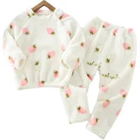 winter Baby Boy Girl Thicken Pajamas Set Flannel Fleece Toddler Child.