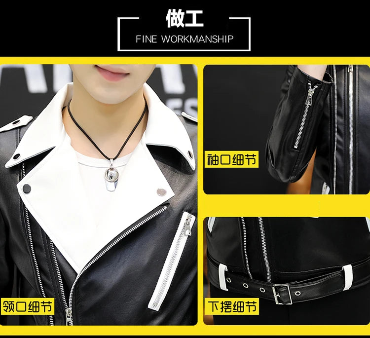 New design Motorcycle Bomber Leather belt Jacket Men.