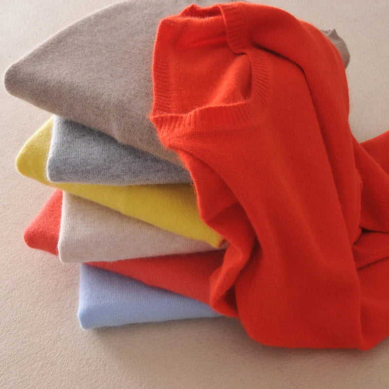Soft Cashmere Sweaters Long Sleeve Pullovers For Women Autumn.