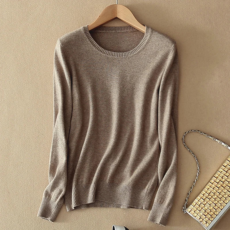 Soft Cashmere Sweaters Long Sleeve Pullovers For Women Autumn.