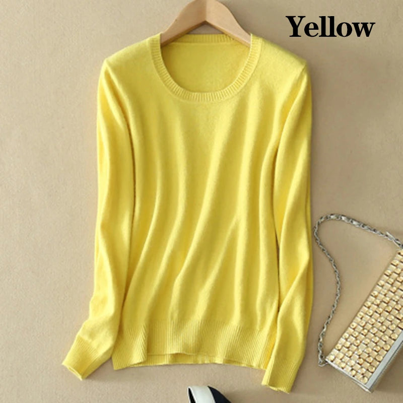 Soft Cashmere Sweaters Long Sleeve Pullovers For Women Autumn.