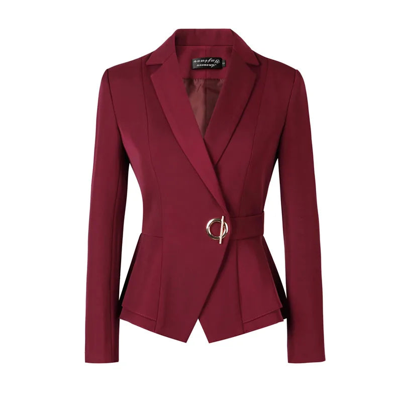 Winter Suit For Women Pant Sets Formal Long Sleeve Slim Blazer .