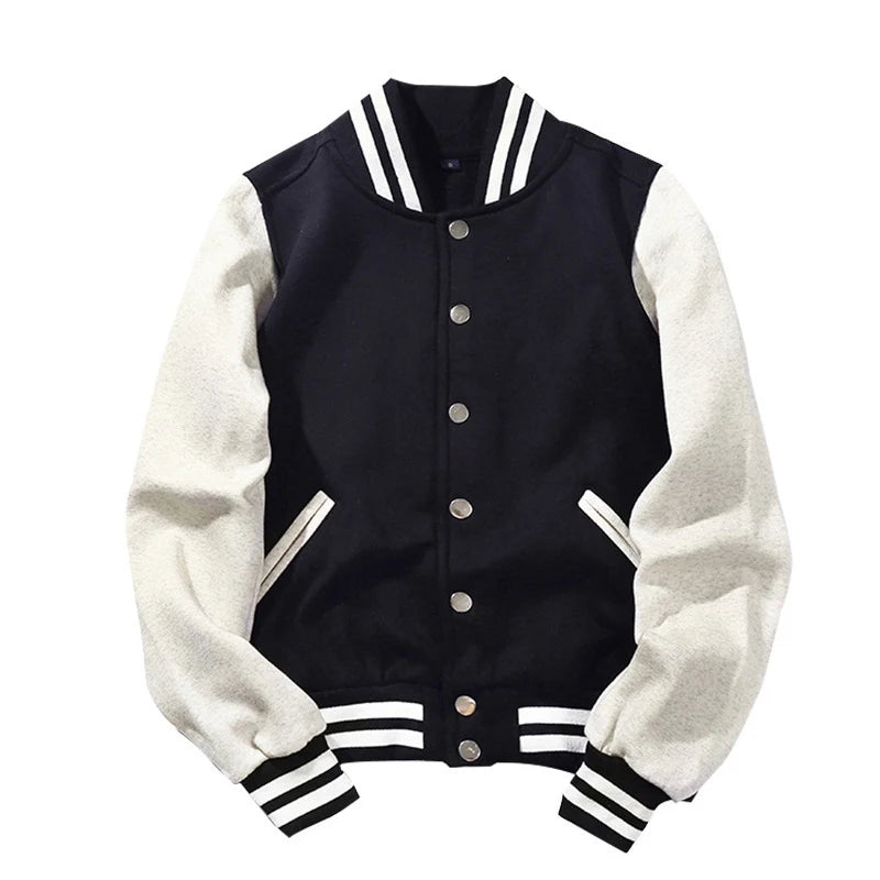 Breasted Patchwork Short Style Rib Sleeve Bomber Jacket Men .