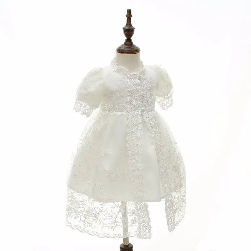 baby girl dresses embroidery pearl 1 year birthday dress wedding party christening baby girl clothes for 3-24 month