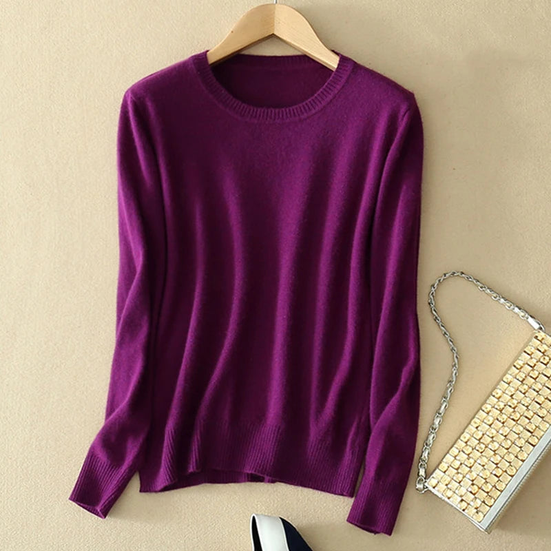 Soft Cashmere Sweaters Long Sleeve Pullovers For Women Autumn.