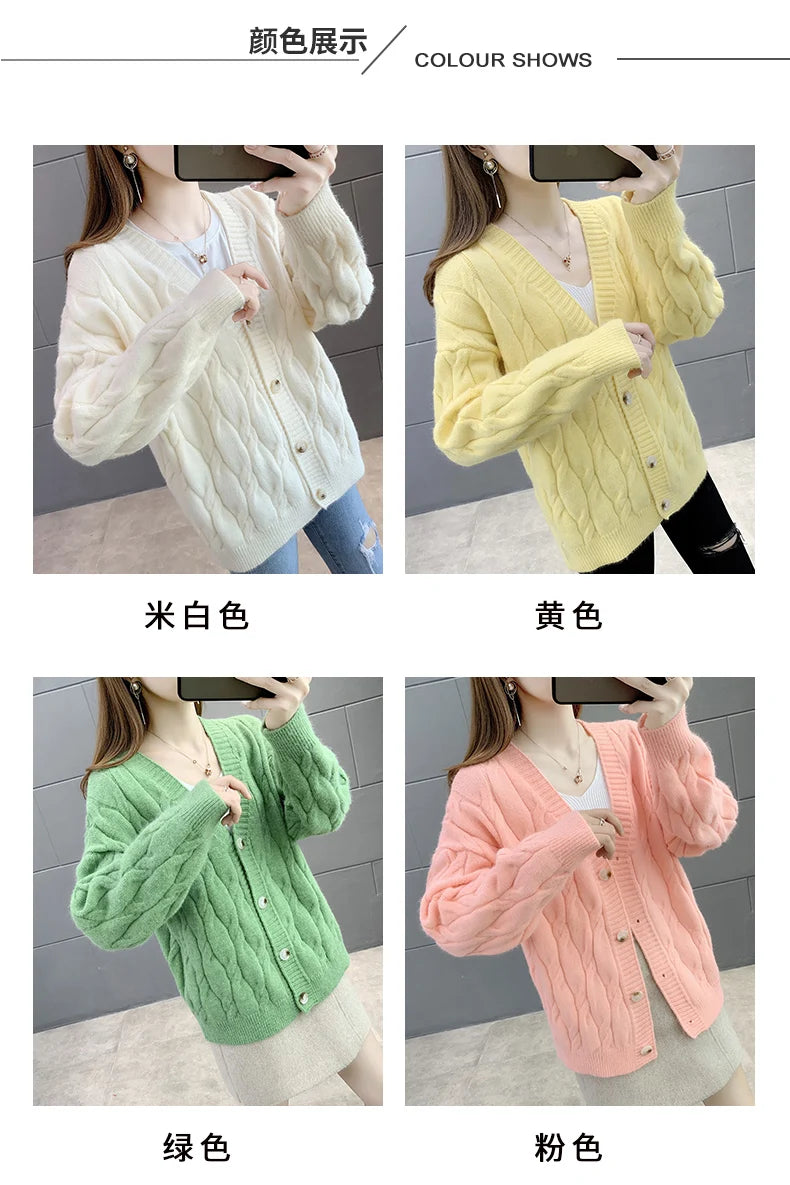 Women's Knitted Cardigan Sweater Loose Fashion .