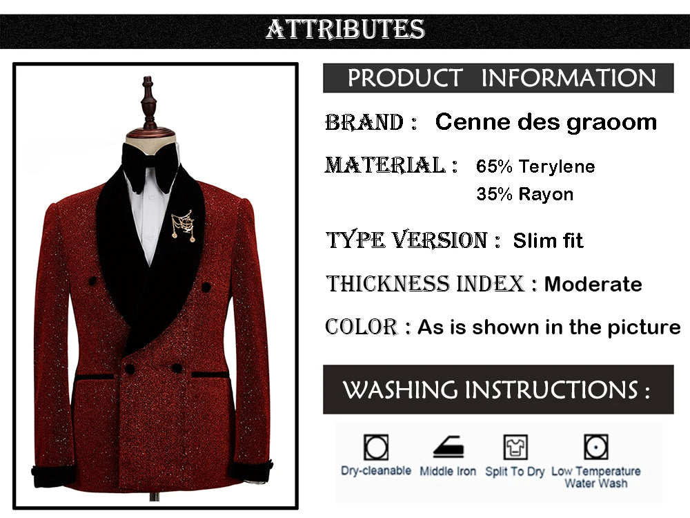 Cenne Des Graoom New Men Suit Tuxedo 2 Pieces Double Breasted .