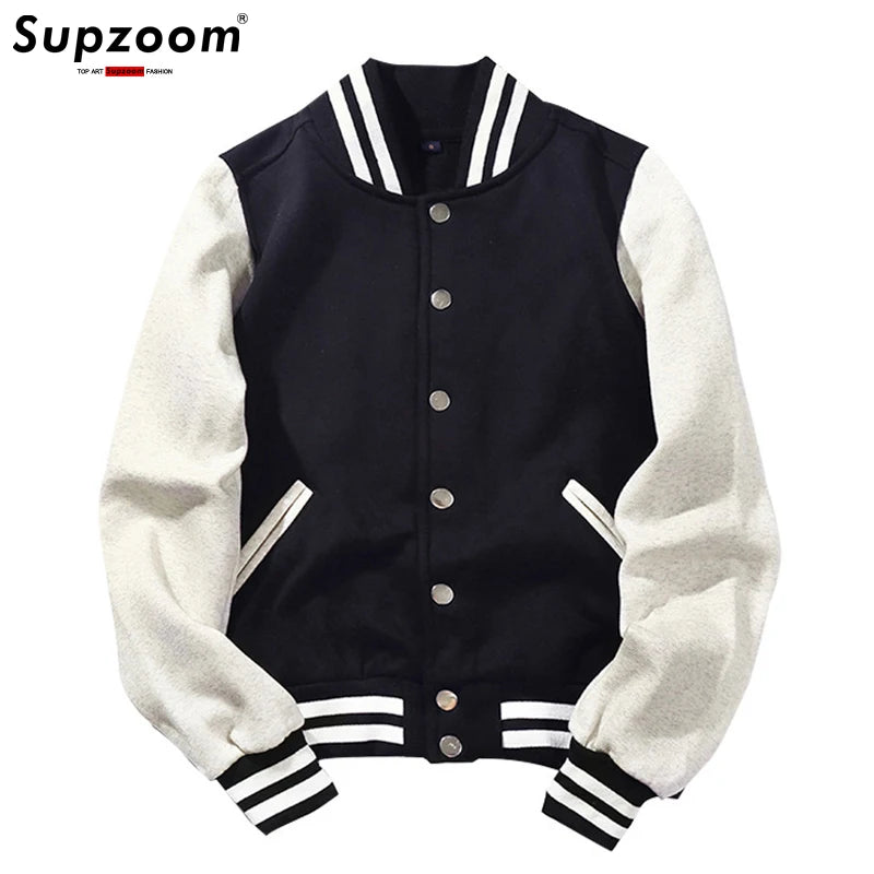 Breasted Patchwork Short Style Rib Sleeve Bomber Jacket Men .