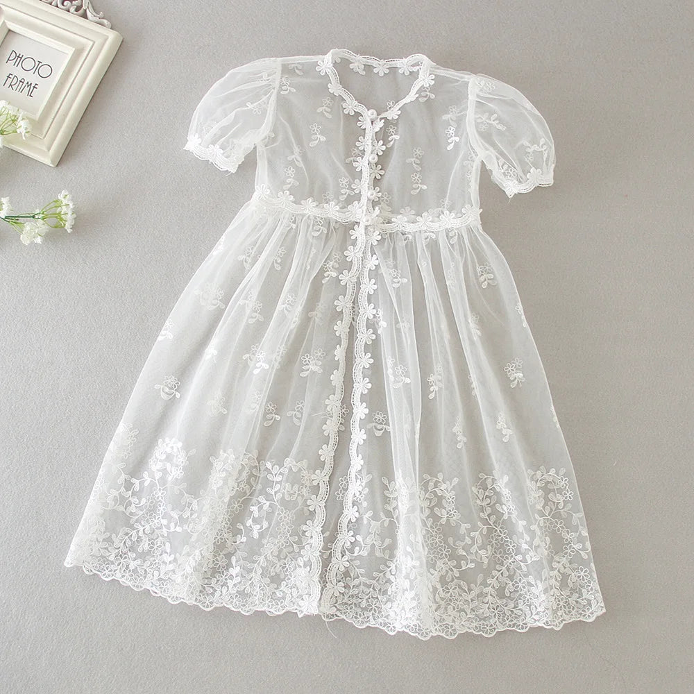 baby girl dresses embroidery pearl 1 year birthday dress wedding party christening baby girl clothes for 3-24 month