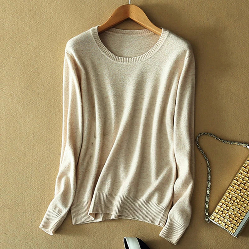 Soft Cashmere Sweaters Long Sleeve Pullovers For Women Autumn.