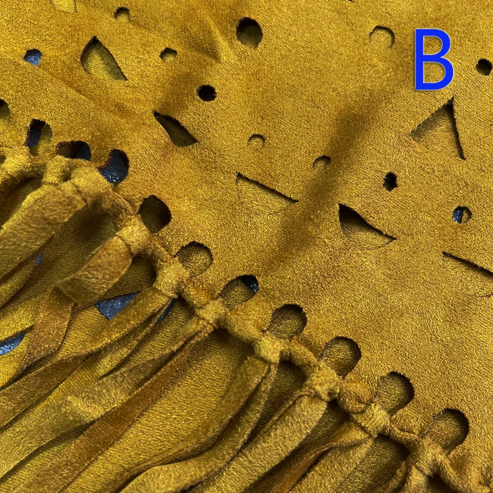 Women's Loose Suede Fringe Open Poncho Cloak Shawl .