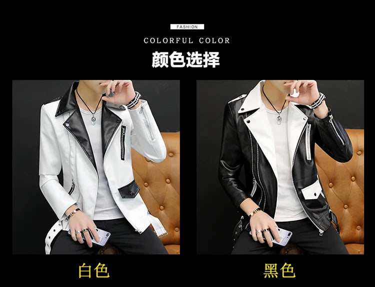 New design Motorcycle Bomber Leather belt Jacket Men.